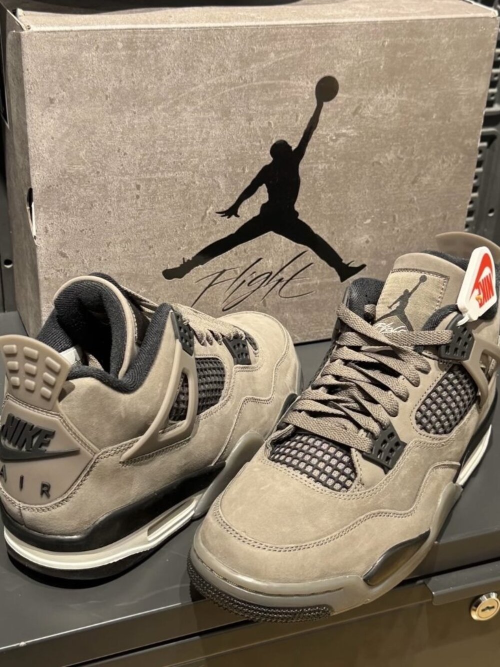 BRAND NEW Air Jordan 4 Retro "Cave Stone and Black" FV5029-200 Premium Suede "Ni